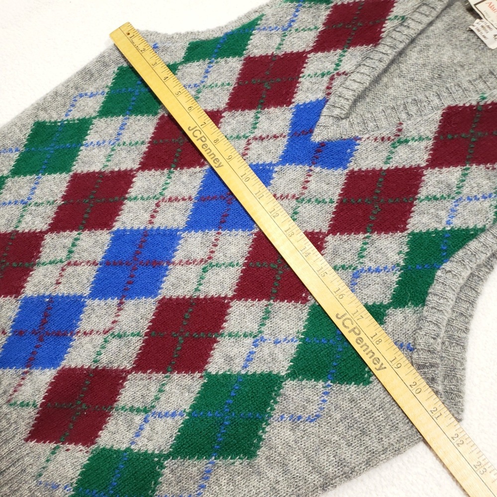 Alan Paine Sweater Vest Mens 42 Gray Argyle Shetland Wool V-Neck Made in England - Picture 5 of 6